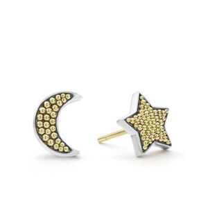 Lagos Gold & Silver Caviar Moon and Star Earrings